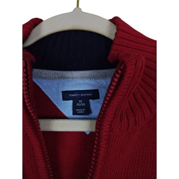 Tommy Hilfiger Vintage Knit Pullover Sweater Mens Sz-XL Red Logo Argyle Diamond - Picture 3 of 9